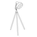 Floor lamp on a tripod. Hand drawn clipart sketch vector illustration Royalty Free Stock Photo